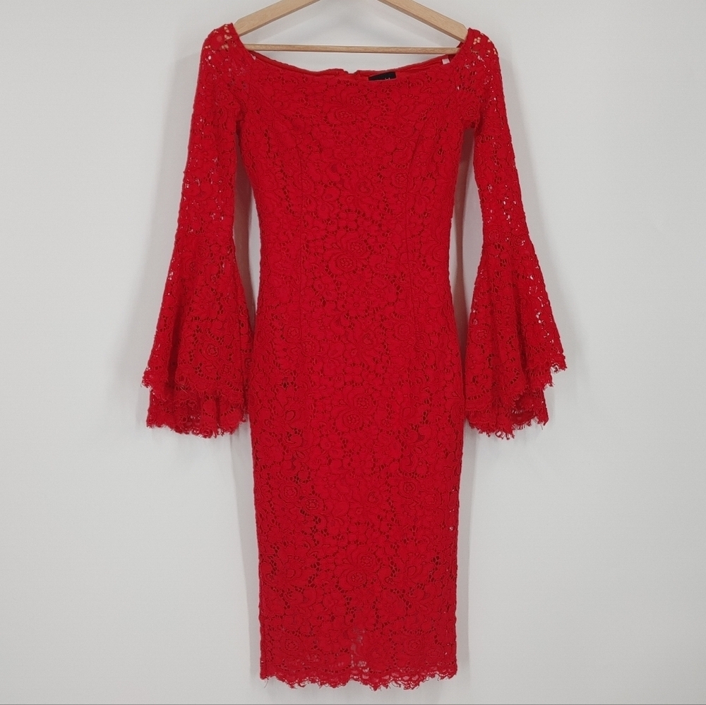 Bardot Solange Red Lace Dress